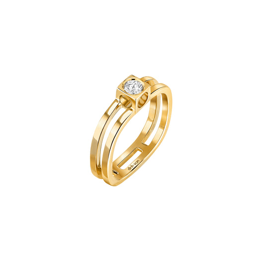 Bague Le Cube Diamant or jaune 18Kt