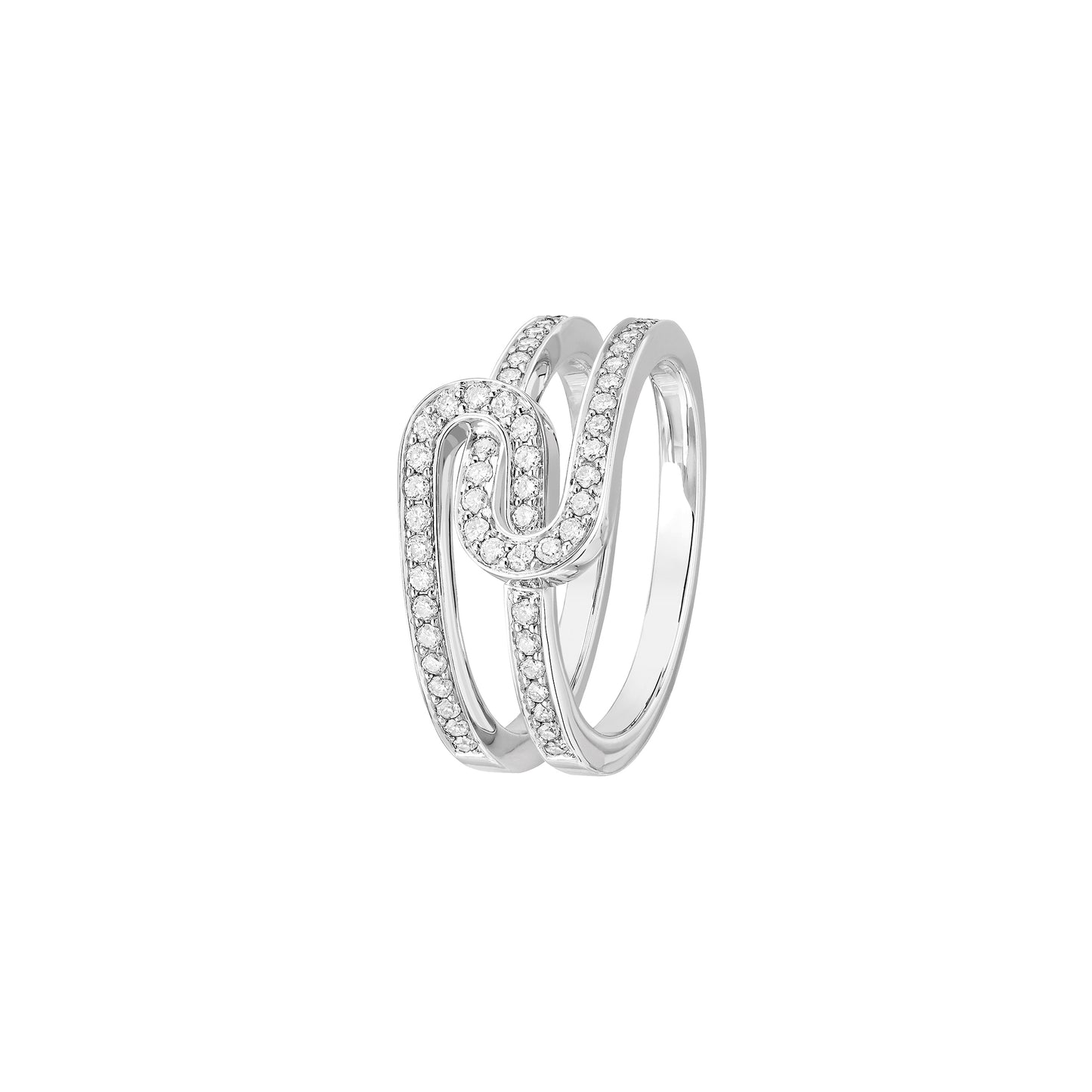 Bague Maillon Star petit modèle or blanc 18Kt et diamants