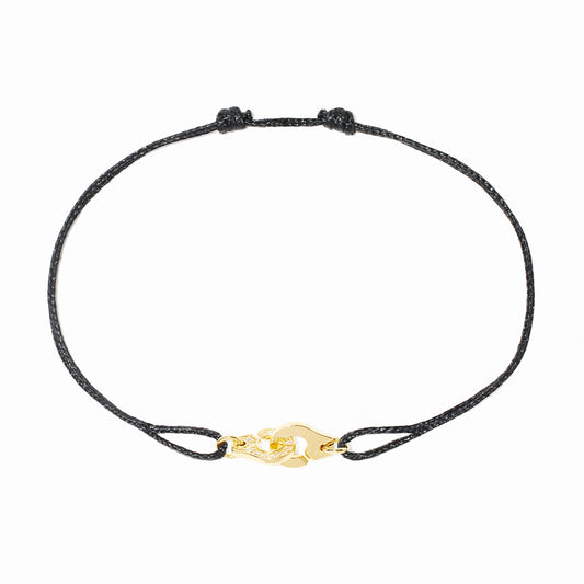 Bracelet sur cordon Menottes R6,5 or jaune et diamants