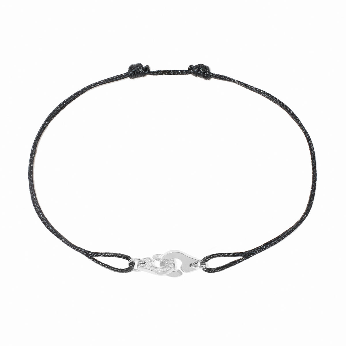 Bracelet sur cordon Menottes R6,5 or blanc et diamants