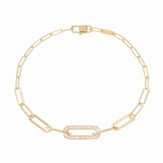 Bracelet Maillon petit modèle or jaune 18Kt et diamants