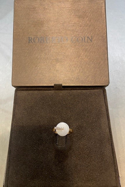 Bague Roberto Coin or rose, nacre blanche et diamants