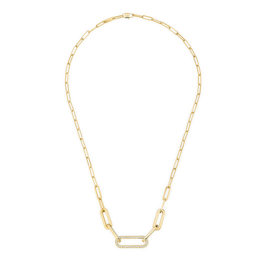 Collier Maillon L or jaune 18Kt et diamants