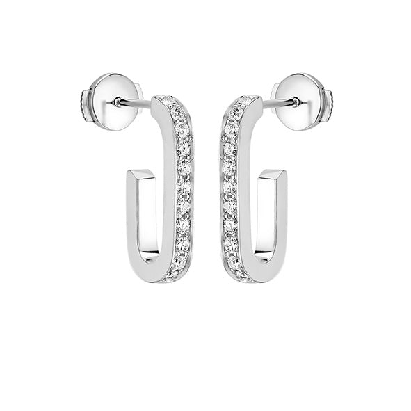 Boucles d'oreilles Maillon L or blanc 18Kt et diamants