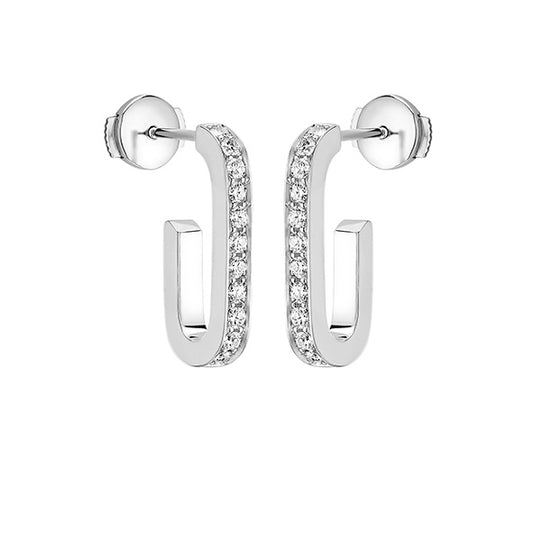 Boucles d'oreilles Maillon L or blanc 18Kt et diamants