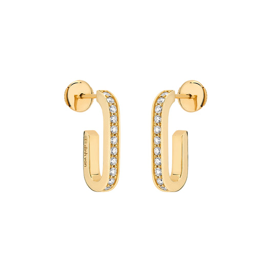 Boucles d'oreilles Maillon L or jaune 18Kt et diamants