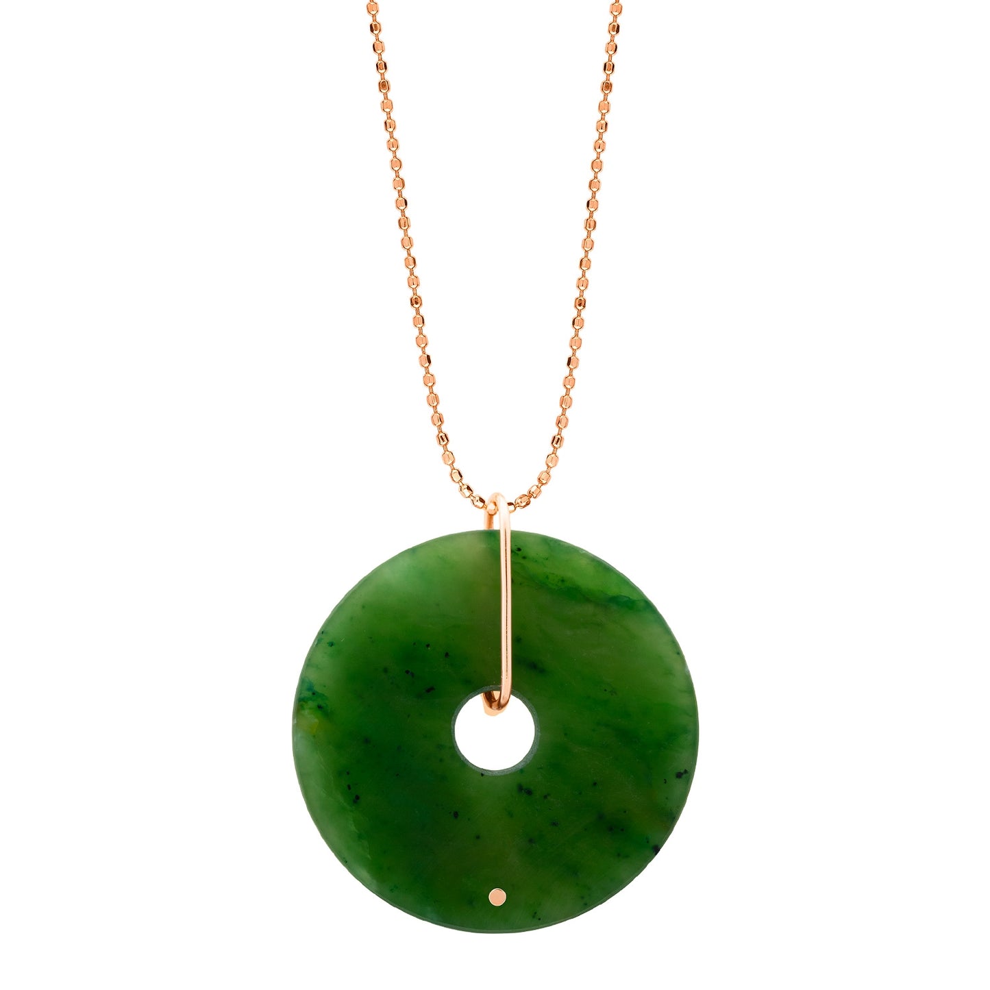 Collier Donut or rose 18Kt et Jade