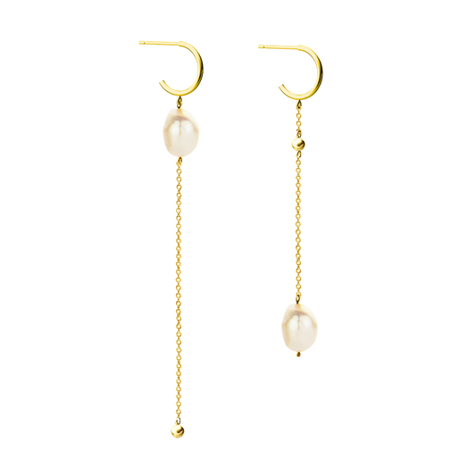 Boucles d'oreilles Audrey PVD doré et perles d'eau douce baroques