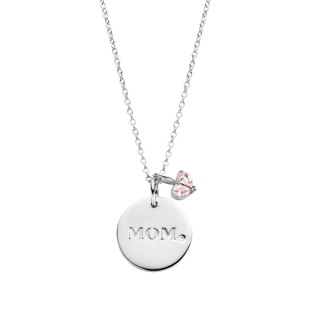 Pendentif MOM argent et quartz rose