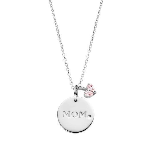 Pendentif MOM argent et quartz rose