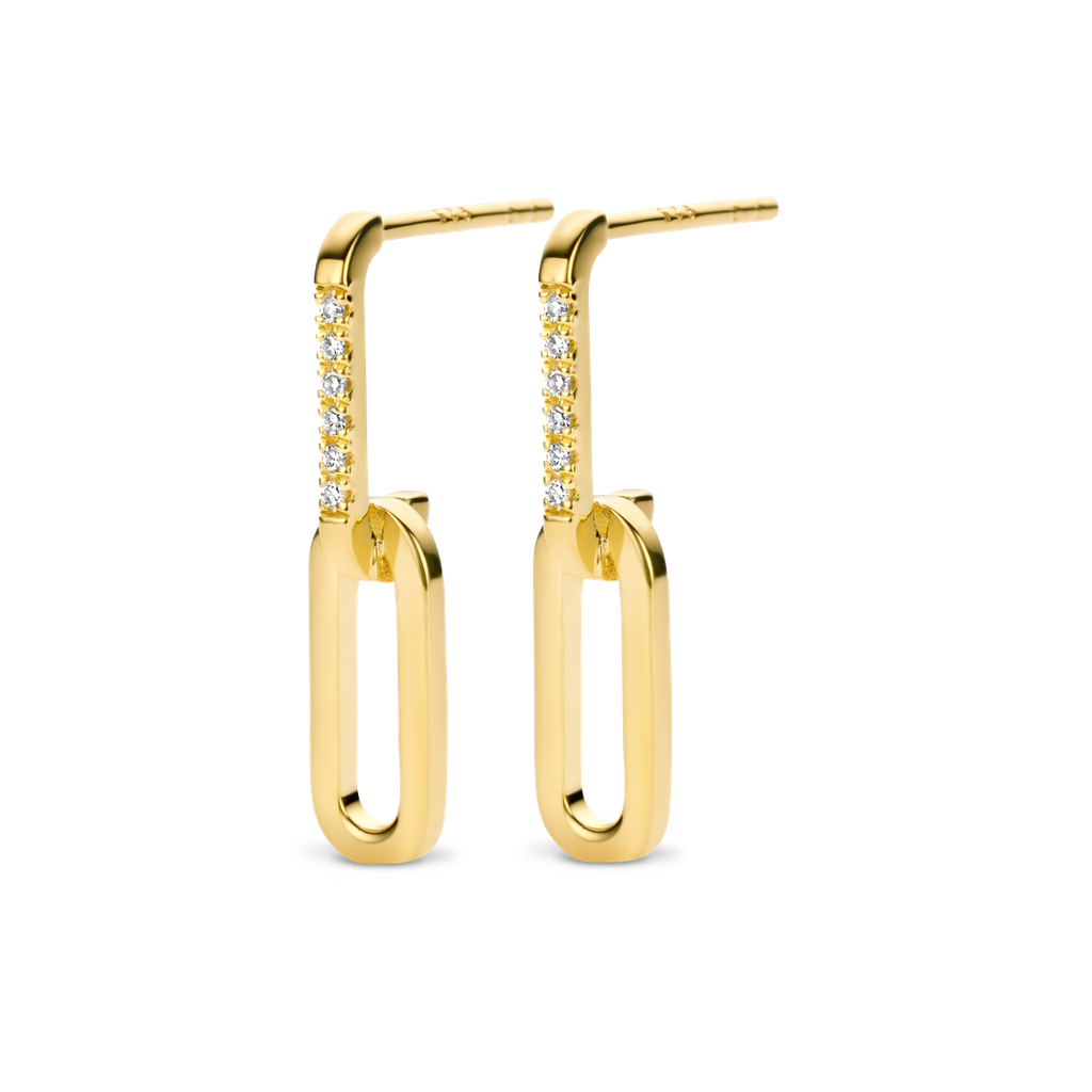 Boucles d'oreilles Break Away PVD doré et diamants