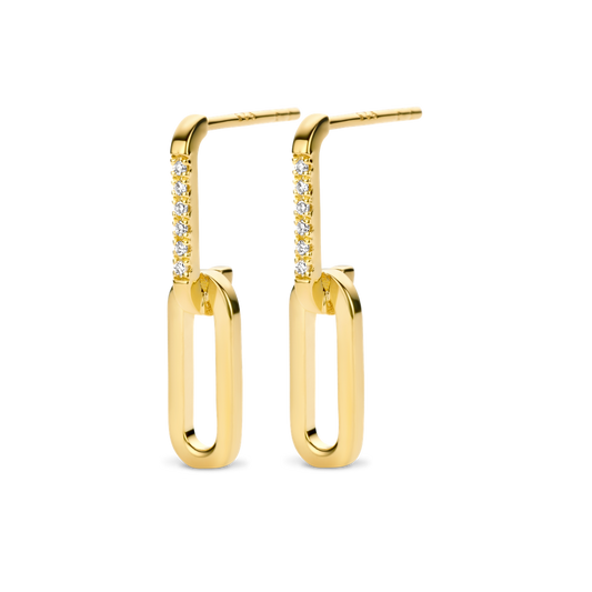 Boucles d'oreilles Break Away PVD doré et diamants