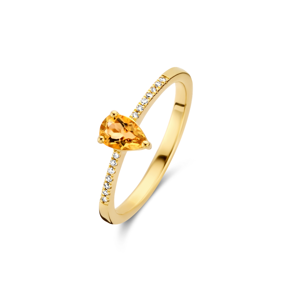 Bague Felice PVD doré, citrine et diamants