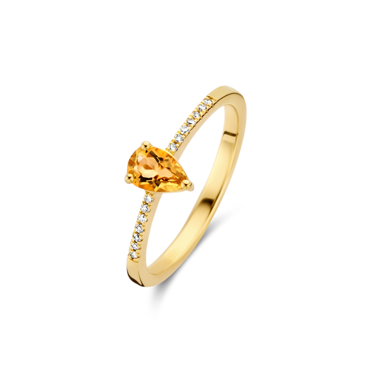 Bague Felice PVD doré, citrine et diamants