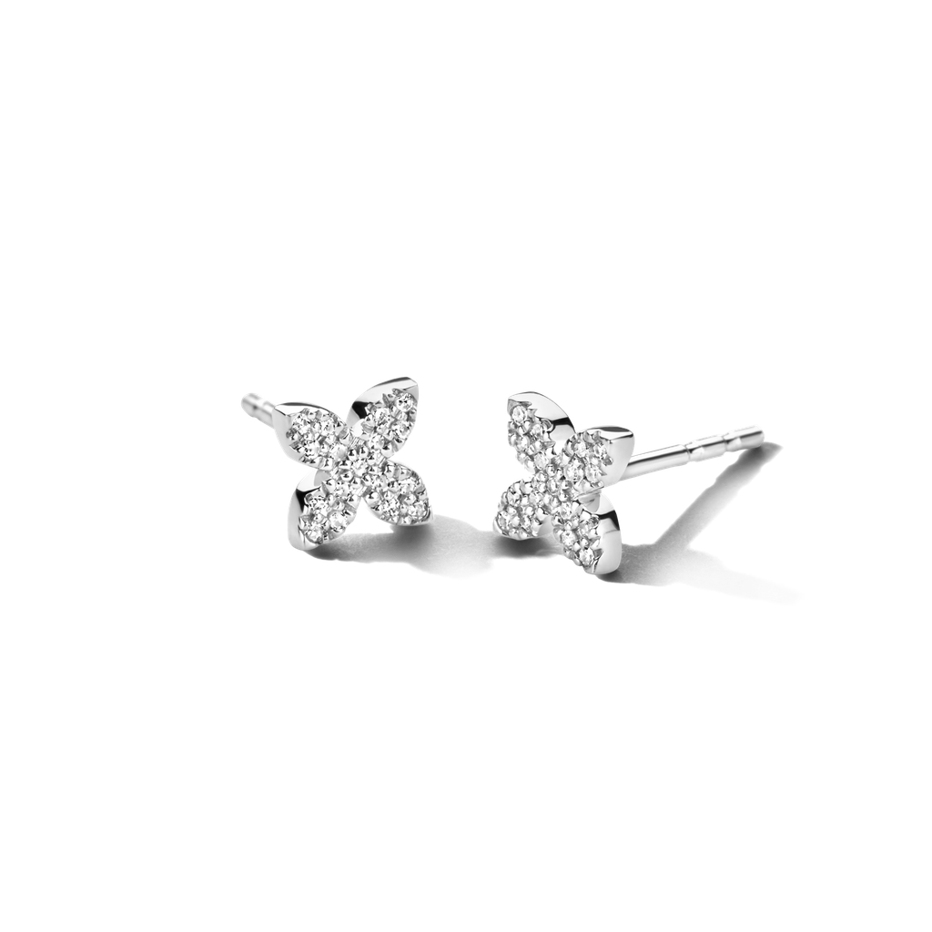 Boucles d'oreilles Little Flower argent et diamants