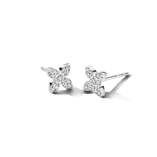 Boucles d'oreilles Little Flower argent et diamants