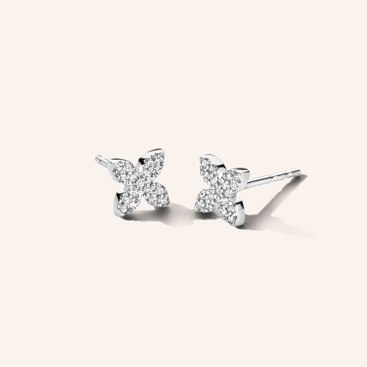 Boucles d'oreilles Little Flower argent et diamants