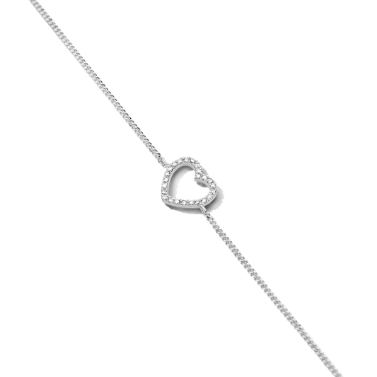 Bracelet Heart Chain argent et diamants