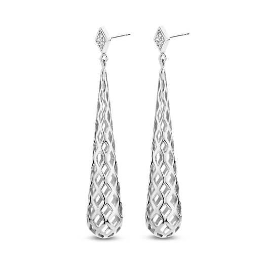 Boucles d'oreilles Splash argent et diamants