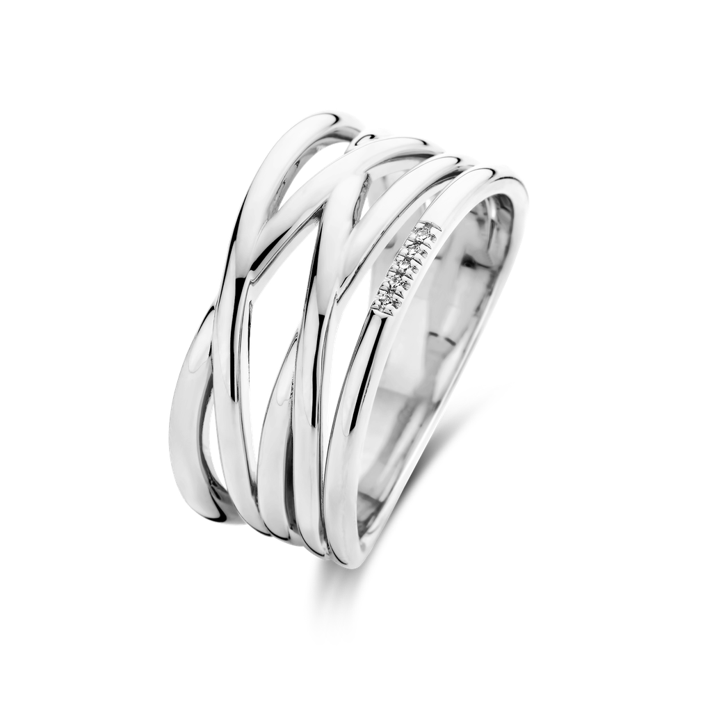 Bague Linear argent et diamants