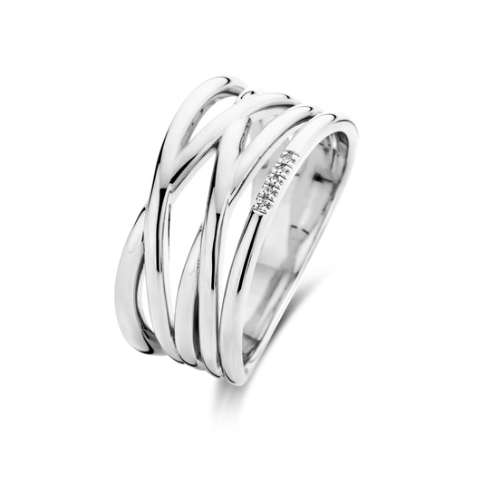 Bague Linear argent et diamants