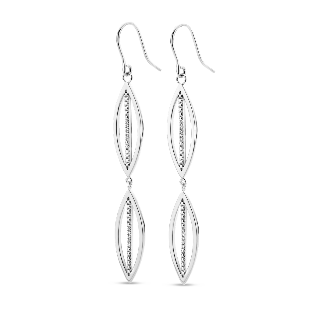 Boucles d'oreilles Dash argent et diamants