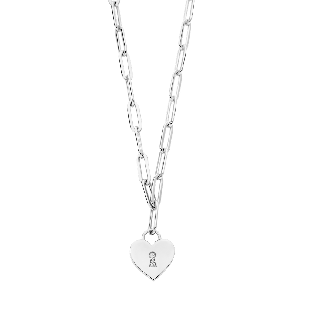 Collier Heart Lock argent et diamants