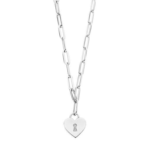 Collier Heart Lock argent et diamants