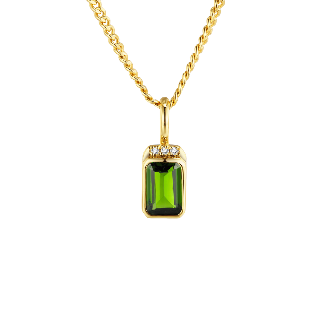 Pendentif Noelle PVD doré, diopside et diamants