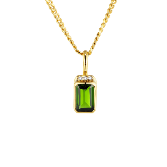 Pendentif Noelle PVD doré, diopside et diamants