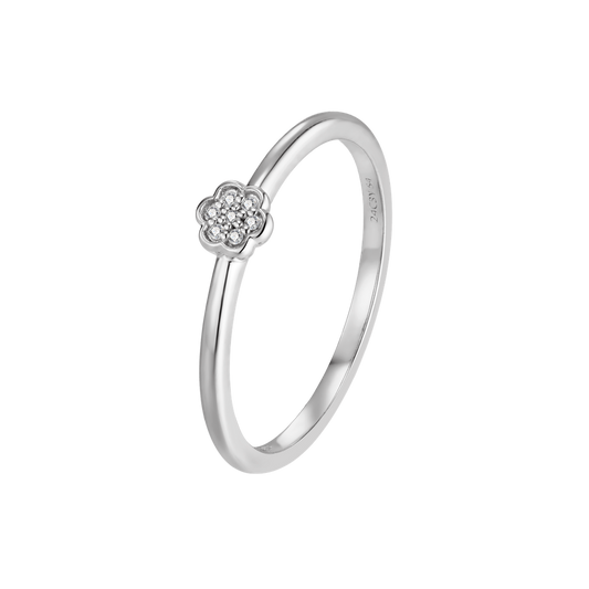 Bague First Flower argent et diamants