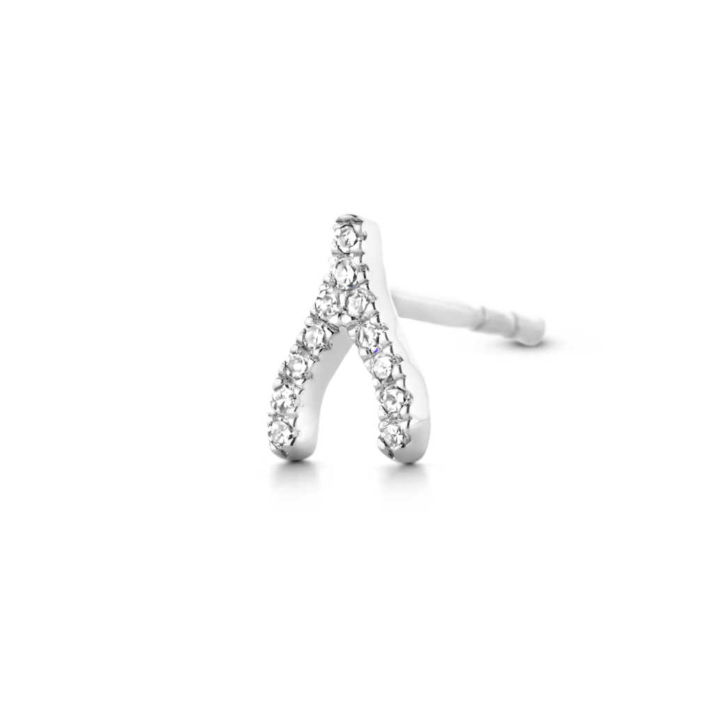 Mono boucle Wishbone argent et diamants