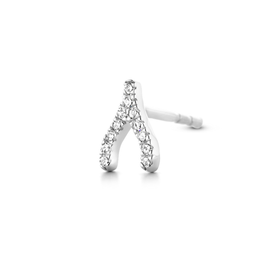 Mono boucle Wishbone argent et diamants