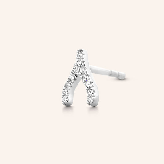 Mono boucle Wishbone argent et diamants